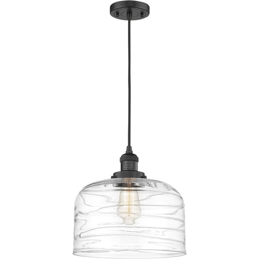 Innovations Lighting  201C-BK-G713-L Franklin Restoration Bell Mini Pendant Matte Black