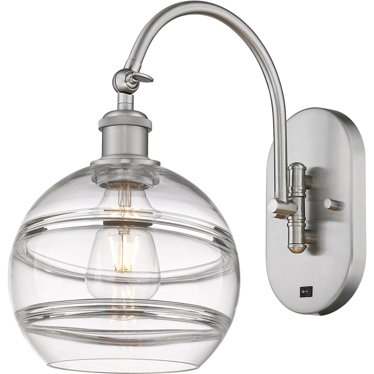 Innovations Lighting  518-1W-SN-G556-8CL Ballston Rochester Wall Sconce Brushed Satin Nickel