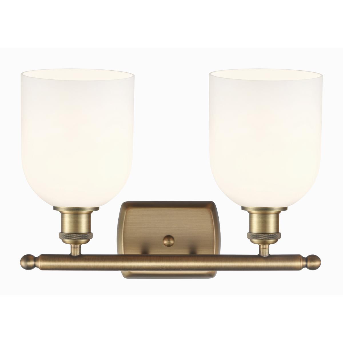 Innovations Lighting  516-2W-BB-G558-6GWH Ballston Bella Bathroom Vanity Light Brushed Brass