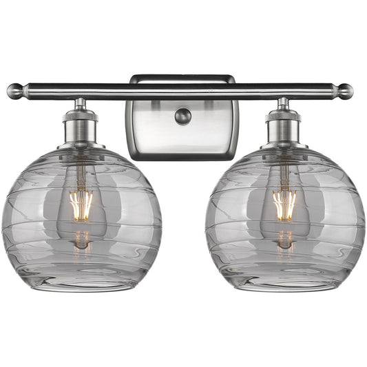Innovations Lighting  516-2W-SN-G1213-8SM Ballston Athens Deco Swirl Bathroom Vanity Light
