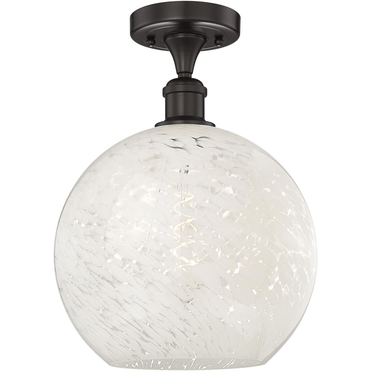Innovations Lighting  616-1F-OB-G1216-12WM Edison White Mouchette Semi-Flush Mount Oil Rubbed Bronze