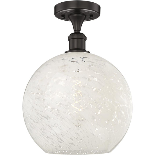 Innovations Lighting  616-1F-OB-G1216-12WM Edison White Mouchette Semi-Flush Mount Oil Rubbed Bronze