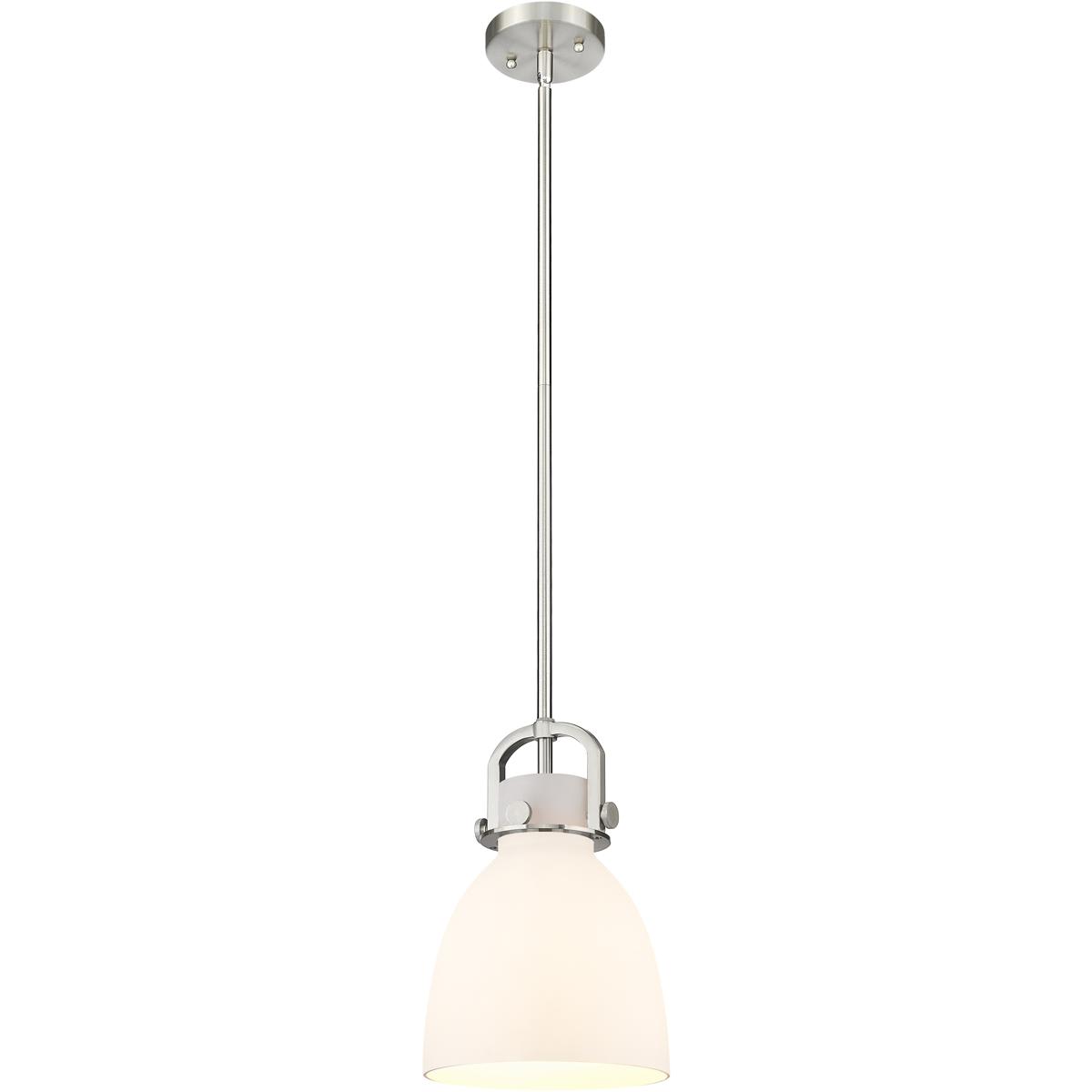 Innovations Lighting  410-1SS-SN-G412-8WH Newton Bell Mini Pendant Satin Nickel