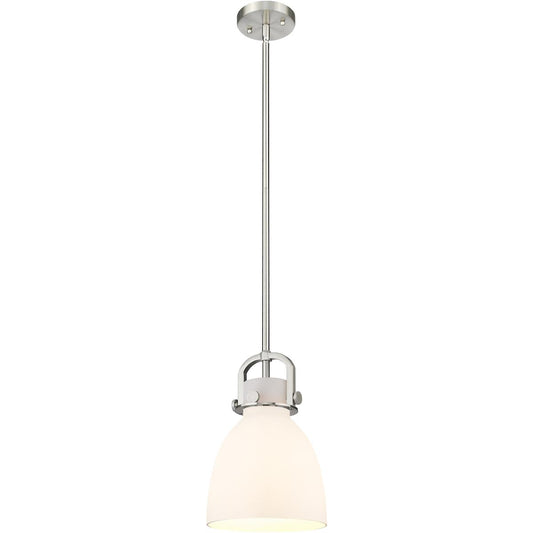 Innovations Lighting  410-1SS-SN-G412-8WH Newton Bell Mini Pendant Satin Nickel