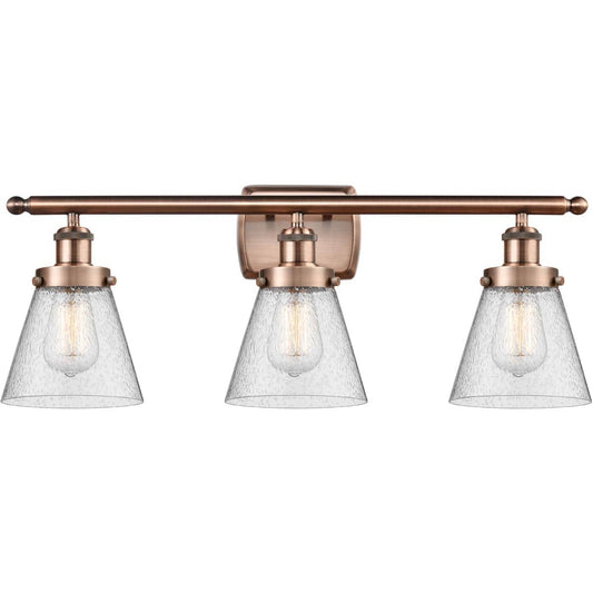 Innovations Lighting  916-3W-AC-G64 Ballston Small Cone Bathroom Vanity Light Antique Copper
