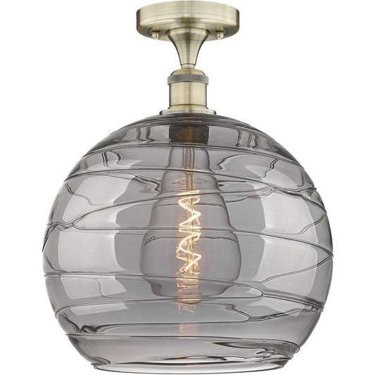 Innovations Lighting  616-1F-AB-G1213-14SM Edison Athens Deco Swirl Semi-Flush Mount Antique Brass