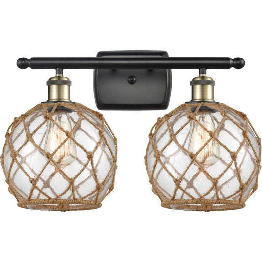 Innovations Lighting  516-2W-BAB-G122-8RB-LED Ballston Farmhouse Rope Bathroom Vanity Light