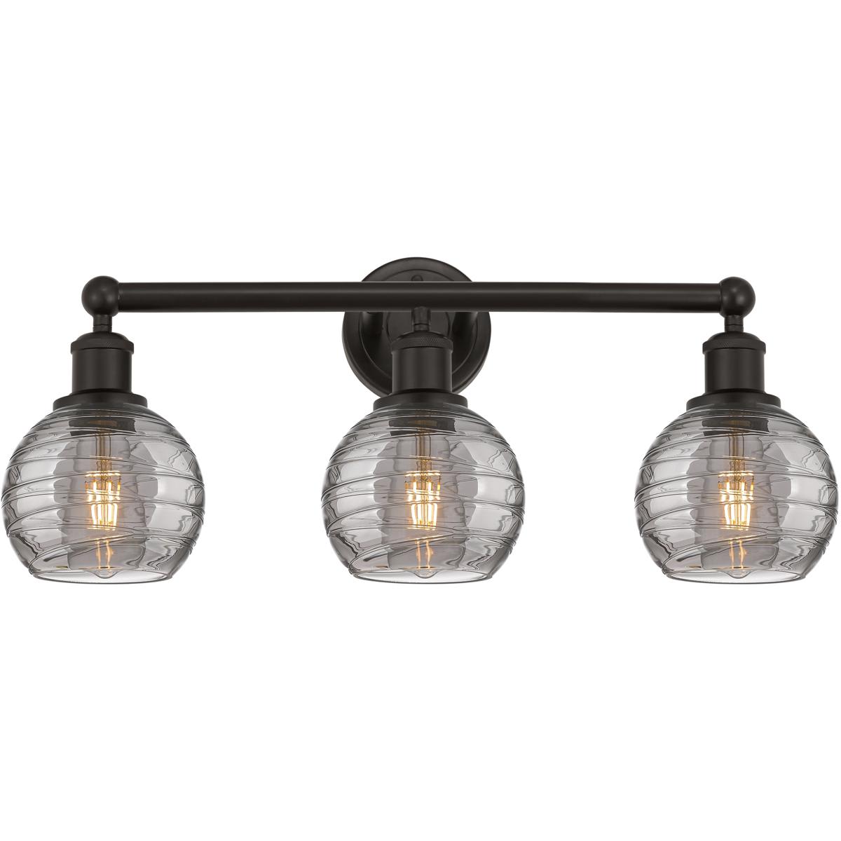 Innovations Lighting  616-3W-OB-G1213-6SM Edison Athens Deco Swirl Bathroom Vanity Light