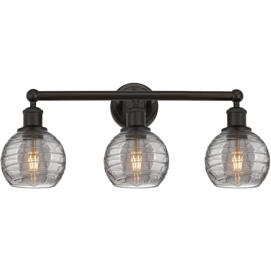 Innovations Lighting  616-3W-OB-G1213-6SM Edison Athens Deco Swirl Bathroom Vanity Light