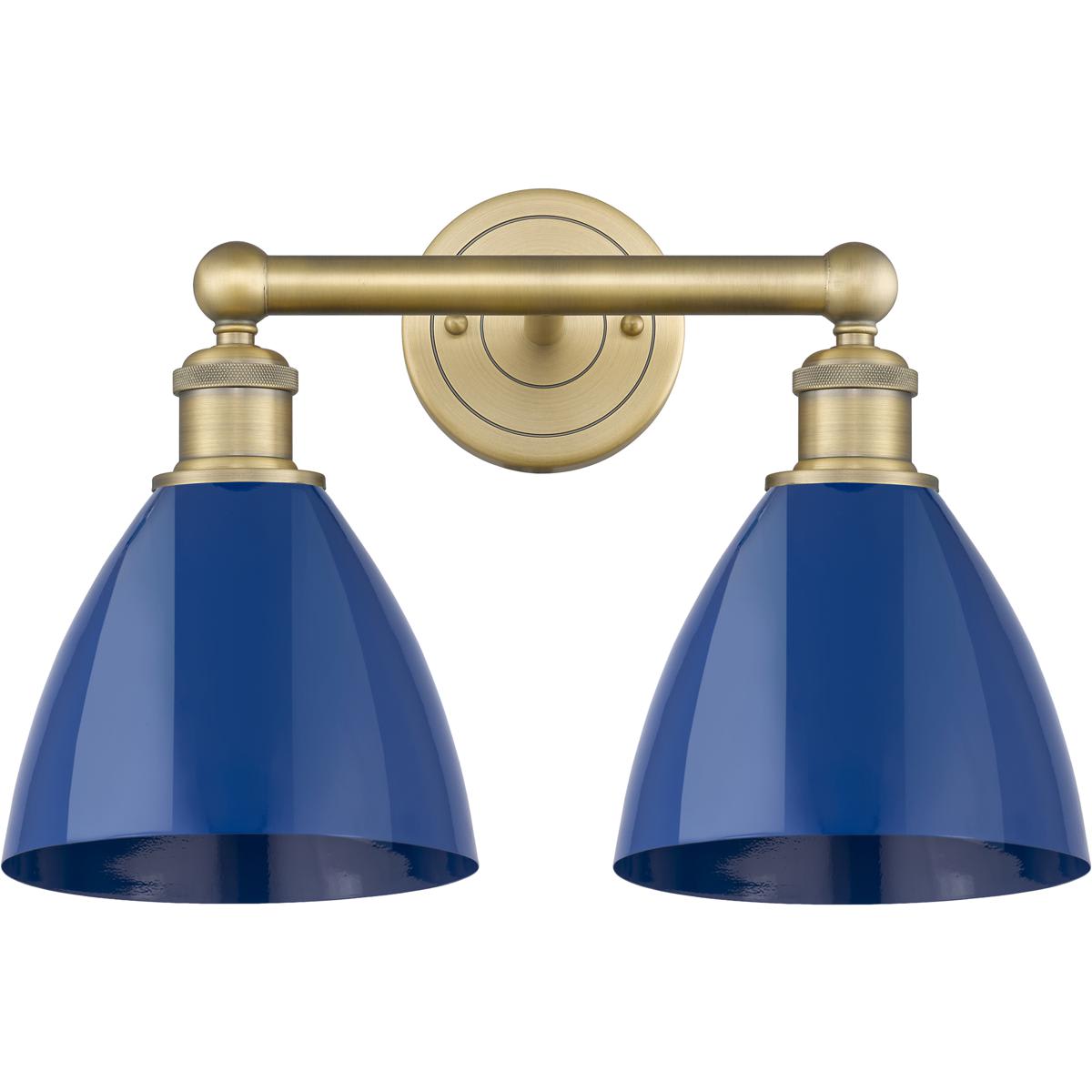 Innovations Lighting  616-2W-BB-MBD-75-BL Plymouth Dome Bathroom Vanity Light Brushed Brass