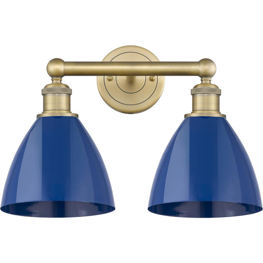 Innovations Lighting  616-2W-BB-MBD-75-BL Plymouth Dome Bathroom Vanity Light Brushed Brass
