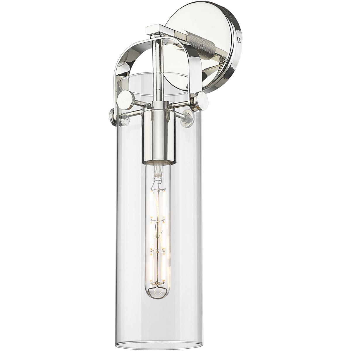 Innovations Lighting  413-1W-PN-G413-1W-4CL Downtown Urban Pilaster Wall Sconce Polished Nickel