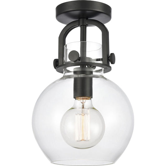 Innovations Lighting  410-1F-BK-G410-8CL Newton Sphere Flush Mount Matte Black