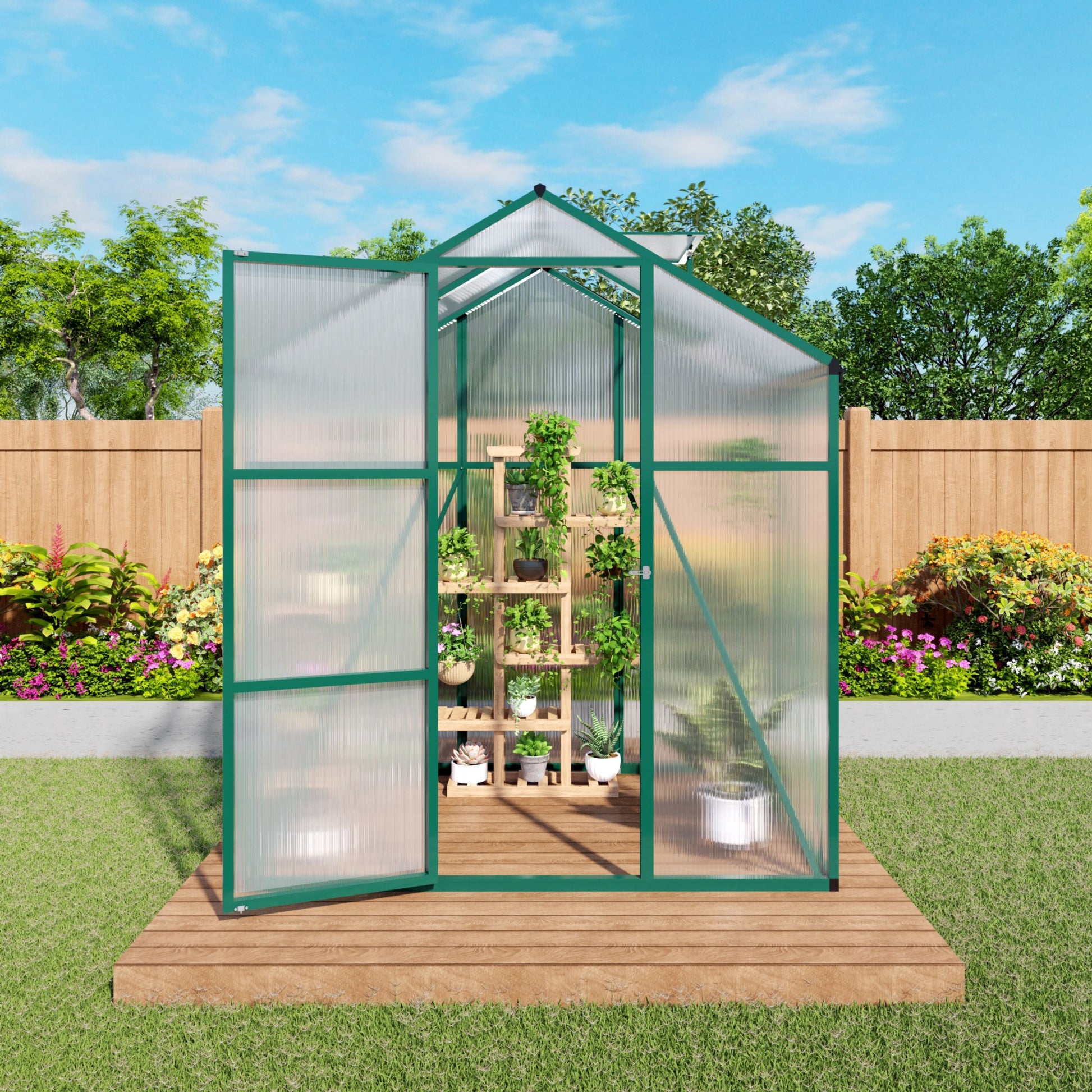 Poinic 4.09-ft L x 6.07-ft W x 7.2-ft H Green Greenhouse Kit