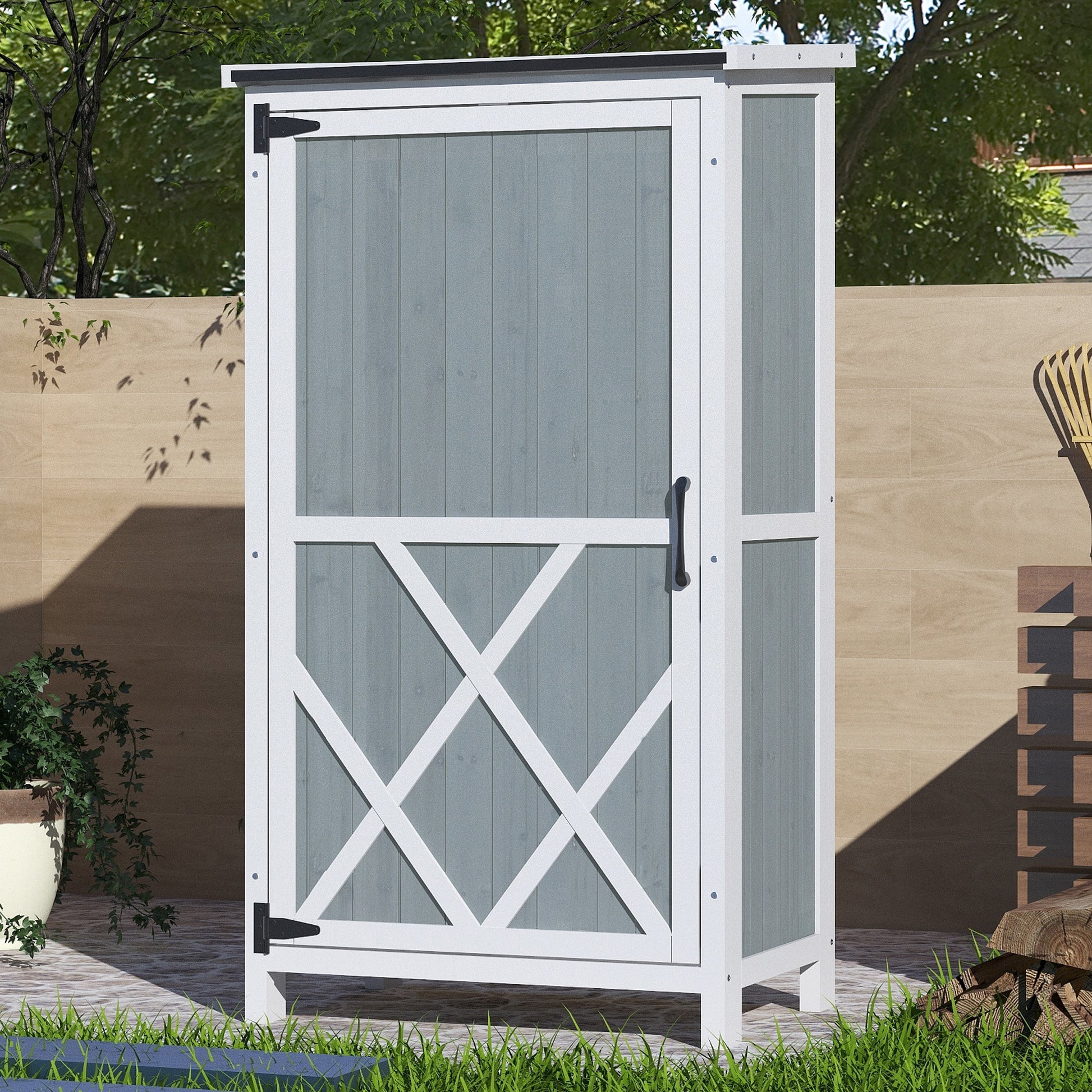 Poinic 2.28-ft x 1.71-ft Lean-to Style Wood Outdoor Storage Shed 1 Doors (Floor Included)
