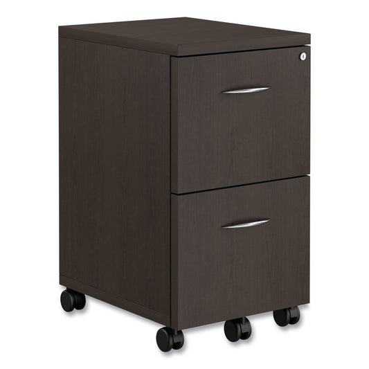 Alera Valencia Series 2-Drawer Mobile Pedestal - Espresso Finish- 15.38 inches x 20 inches x 26.63 inches