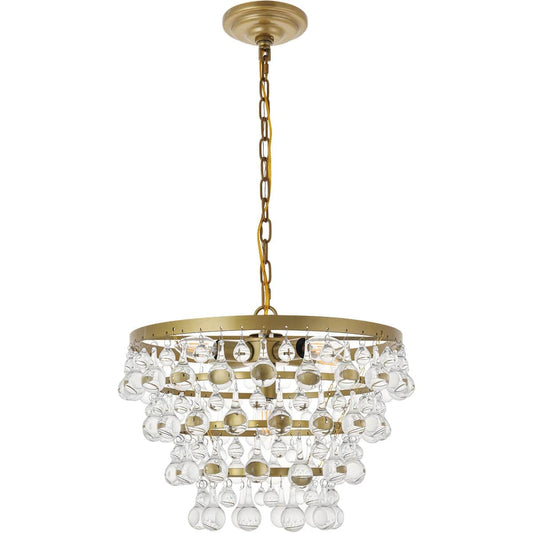 Elegant Lighting Living District LD5016D17BR Kora 5 Light 17 inch Brass Pendant Ceiling Light