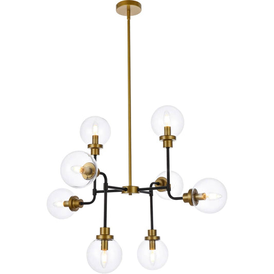 Elegant Lighting Living District LD7039D36BRB Hanson 8 Light 36 inch Black and Brass Pendant Ceiling Light