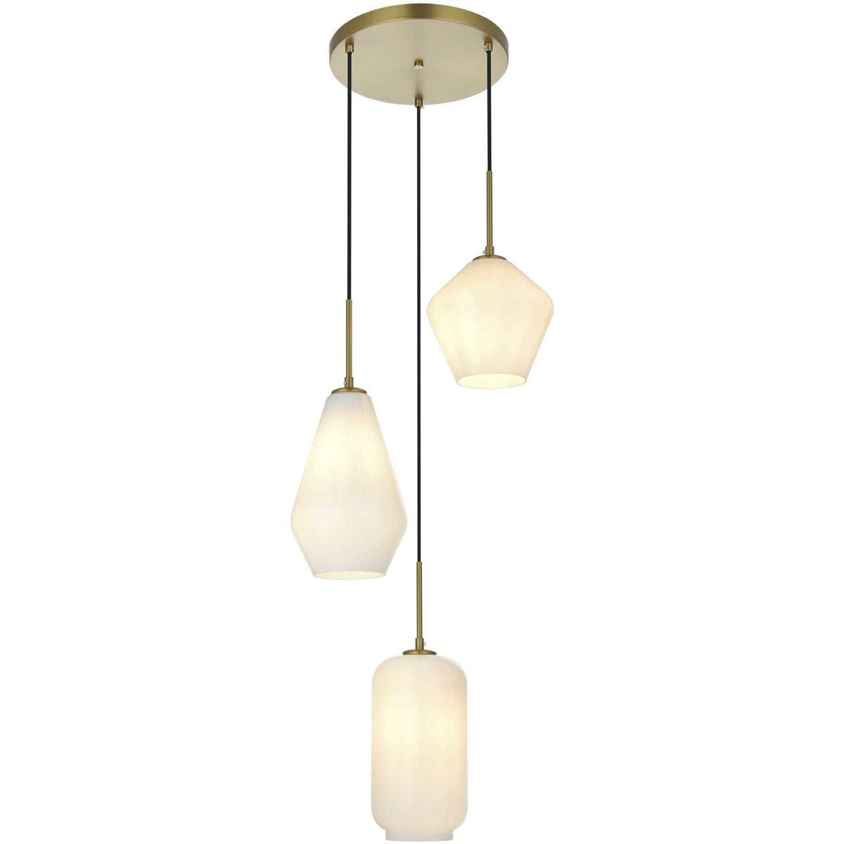 Elegant Lighting Living District LD2269SG Gene 3 Light 17 inch Satin Gold Pendant Ceiling Light