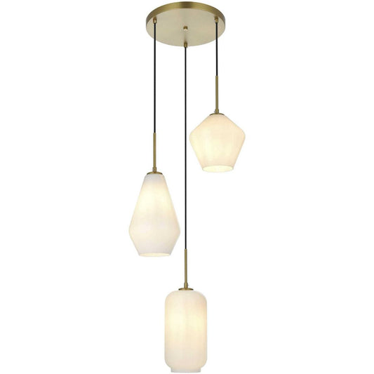 Elegant Lighting Living District LD2269SG Gene 3 Light 17 inch Satin Gold Pendant Ceiling Light
