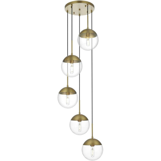 Elegant Lighting Living District LD6075SG Eclipse 5 Light 18 inch Satin Gold Pendant Ceiling Light