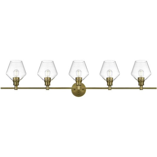 Elegant Lighting Living District LD2324SG Gene 5 Light 47 inch Satin Gold Bath Sconce Wall Light