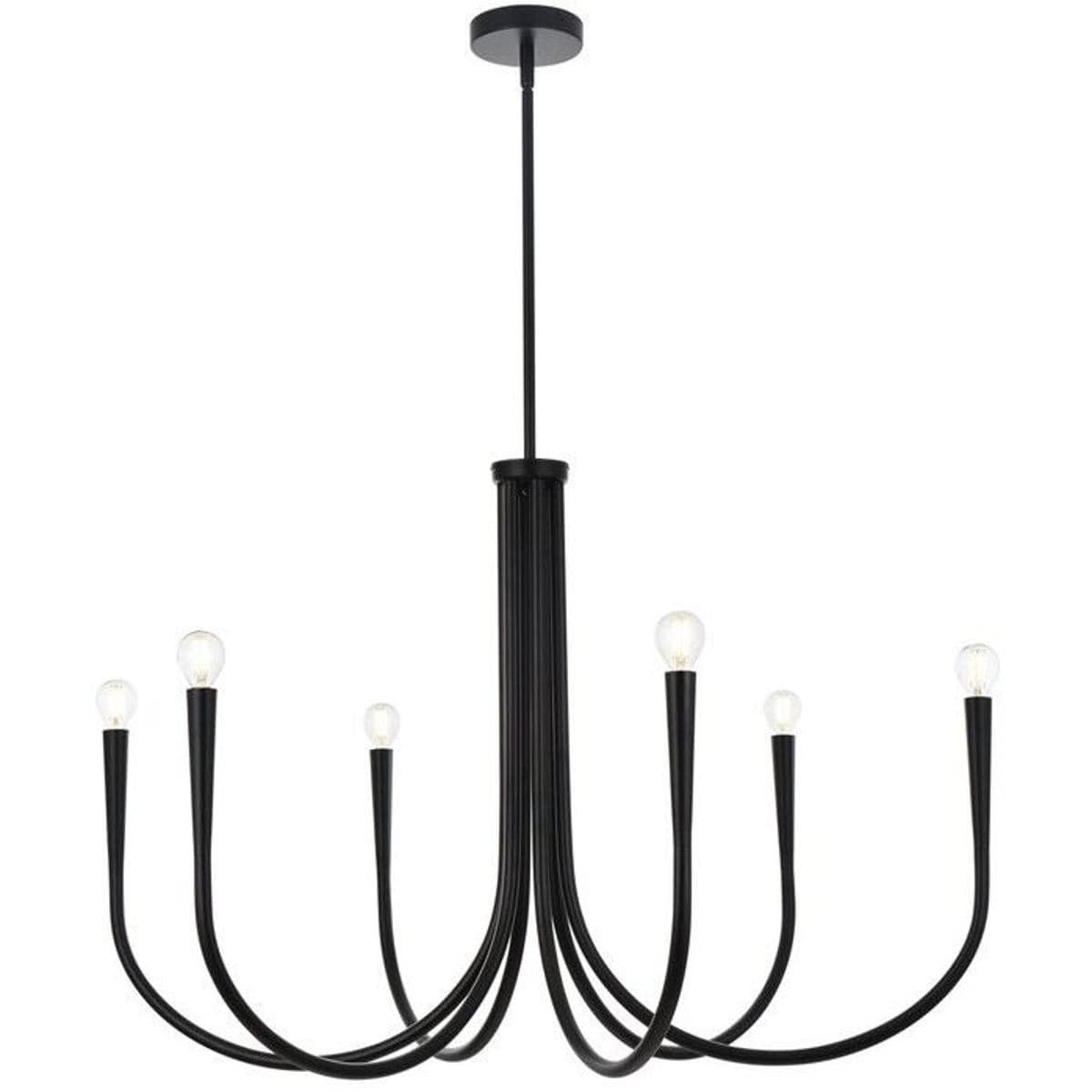 Elegant Lighting Living District LD722D36BK Layne 6 Light 36 inch Black Chandelier Ceiling Light