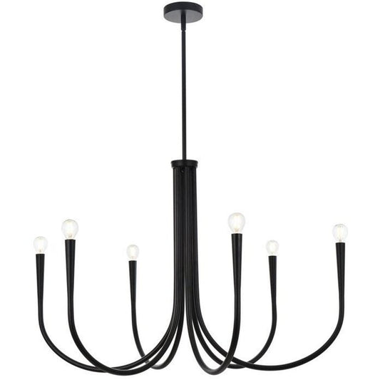Elegant Lighting Living District LD722D36BK Layne 6 Light 36 inch Black Chandelier Ceiling Light