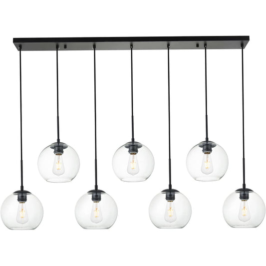 Elegant Lighting Living District LD2230BK Baxter 7 Light 54 inch Black Pendant Ceiling Light