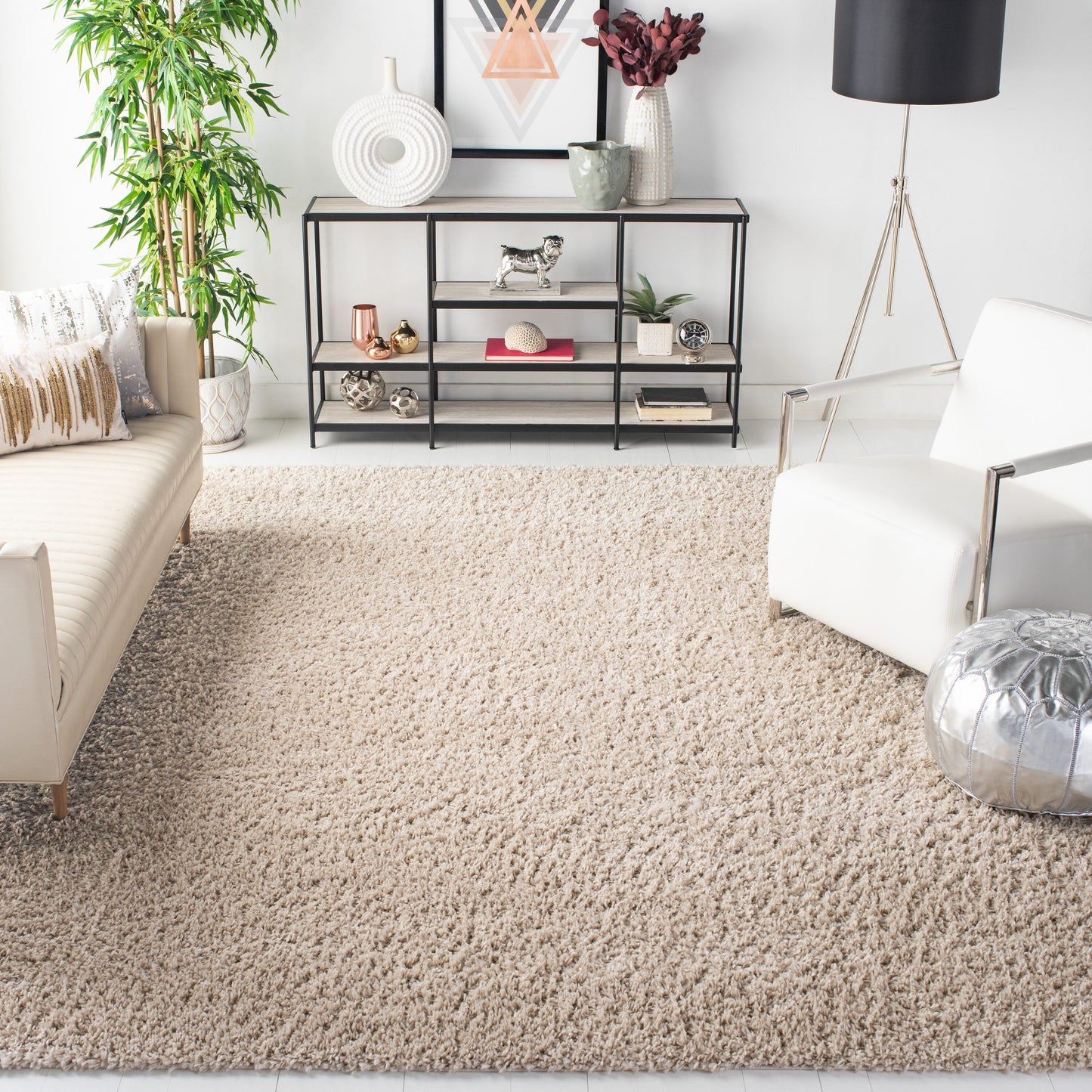 Safavieh August Shag 200D Beige Shag / Flokati Large Rectangle 9ft x 12ft Rug