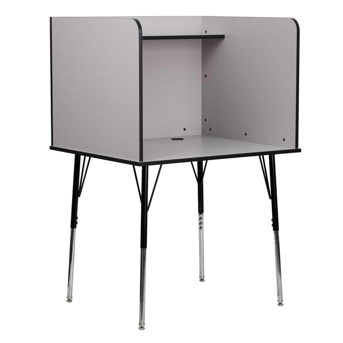 Emma + Oliver Stand-Alone Study Carrel with Height Adjustable Legs - Nebula Grey Finish