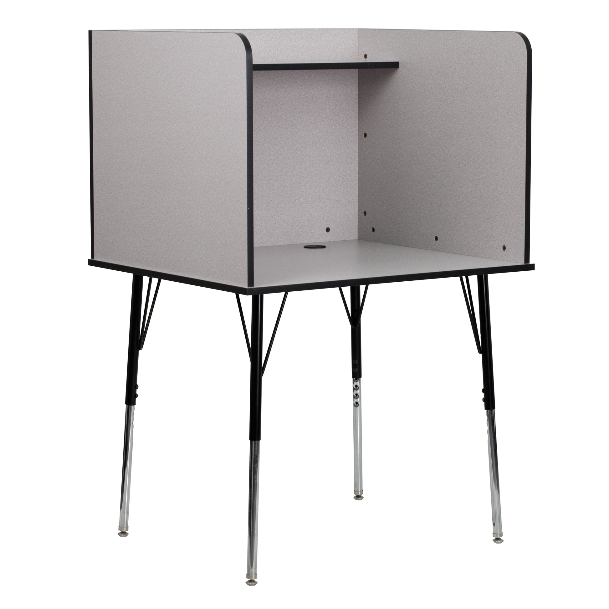 Emma + Oliver Stand-Alone Study Carrel with Height Adjustable Legs - Nebula Grey Finish