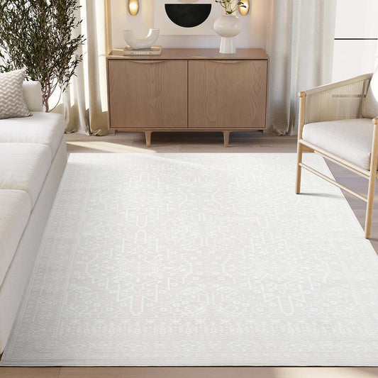 Abani Rugs Regal 9 x 12 (ft) Loomed Polypropylene Beige/Cream Rectangular Indoor Abstract Oriental Machine washable Area rug