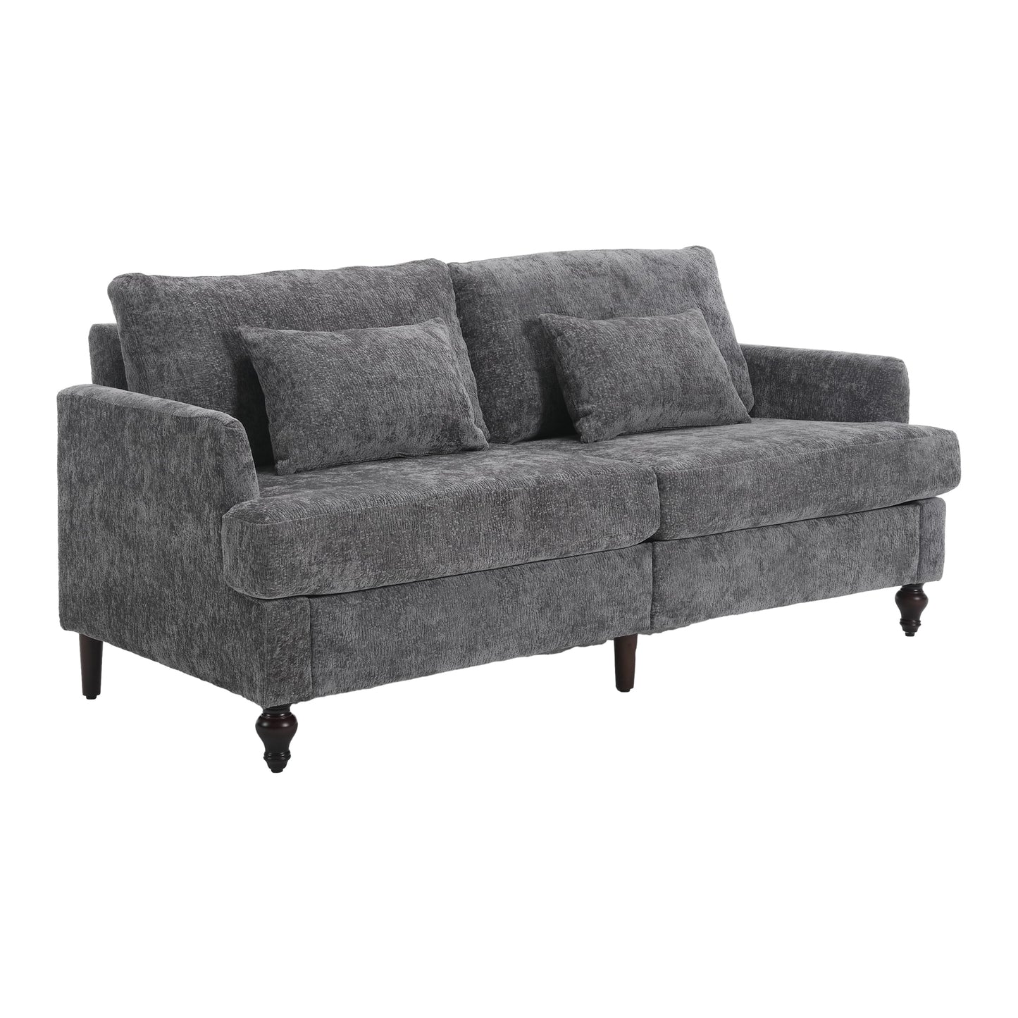 Clihome 2-Seat Upholstered Loveseat Sofa 70.87-in W Modern Gray Chenille 2-seater Loveseat