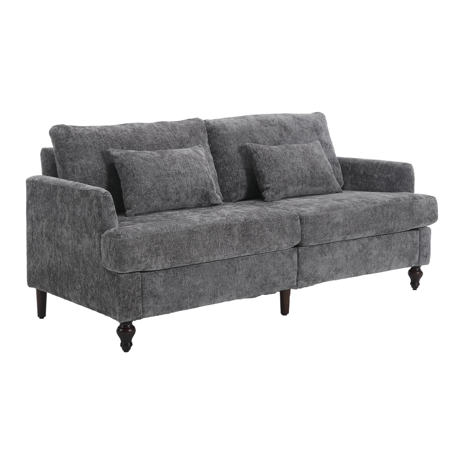 Clihome 2-Seat Upholstered Loveseat Sofa 70.87-in W Modern Gray Chenille 2-seater Loveseat