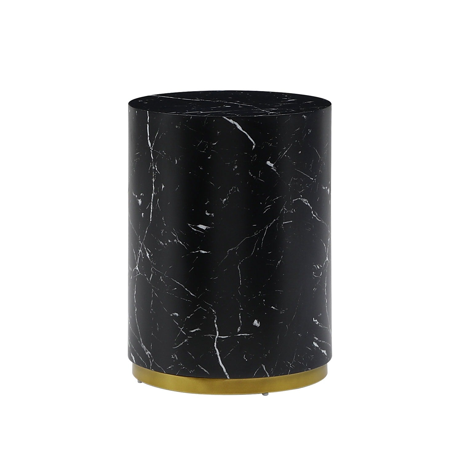 Clihome Round Sidetable 15.75-in W x 19.69-in H Black MDF Round Rustic End Table