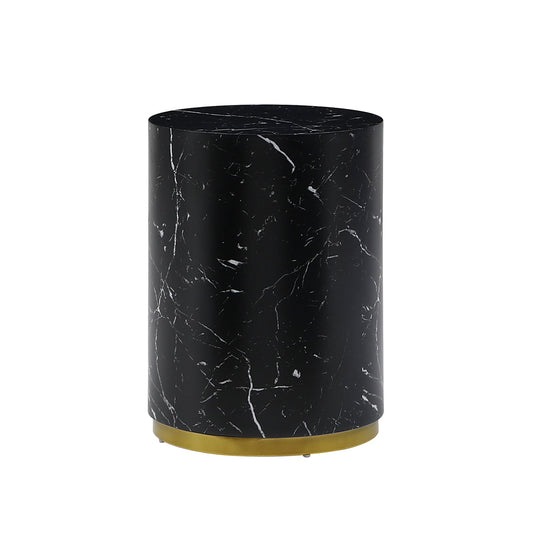 Clihome Round Sidetable 15.75-in W x 19.69-in H Black MDF Round Rustic End Table