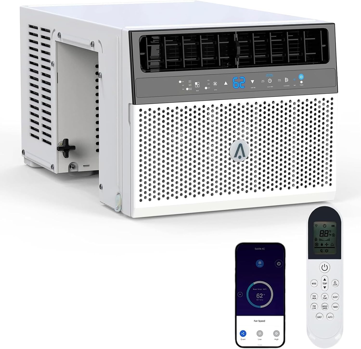 Qeetex 6000 BTU Window Air Conditioner Cools 350 Sq. Ft with Remote/App Control and 6 Modes in White