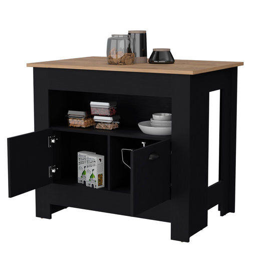 Runesay Black MDF Base with MDF Wood Top Kitchen Island ( 27.5-in x 40.5-in x 35.3-in )