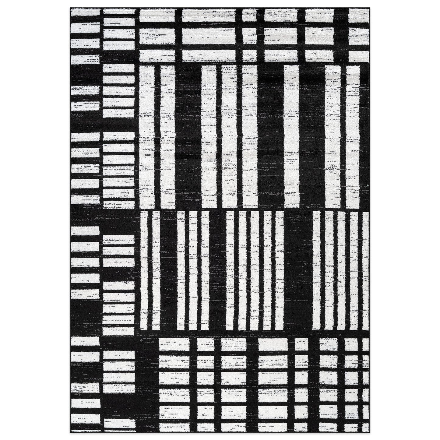 World Rug Gallery Origin 8 x 10 (ft) Loomed Polypropylene Black Rectangular Indoor Geometric Bohemian/Eclectic Spot Clean Only Pet Friendly Area rug