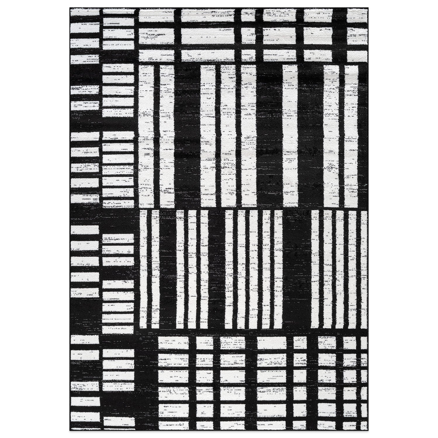 World Rug Gallery Origin 8 x 10 (ft) Loomed Polypropylene Black Rectangular Indoor Geometric Bohemian/Eclectic Spot Clean Only Pet Friendly Area rug