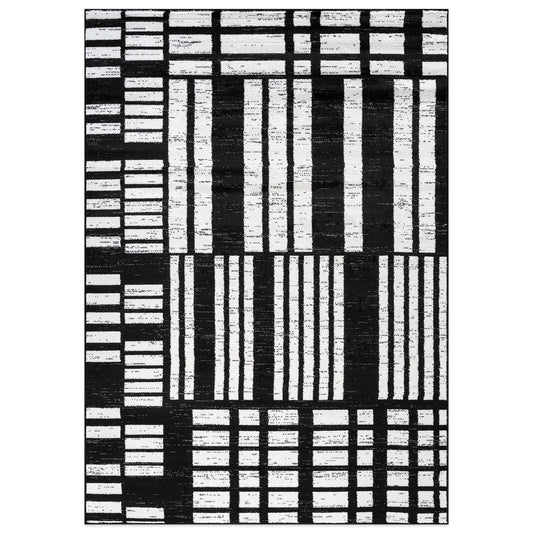 World Rug Gallery Origin 8 x 10 (ft) Loomed Polypropylene Black Rectangular Indoor Geometric Bohemian/Eclectic Spot Clean Only Pet Friendly Area rug