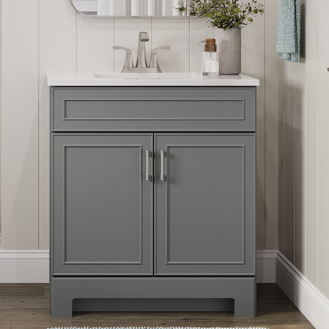 Style Selections Esterbrook 30-in Dark Gray Single Sink Bathroom Vanity with White Cultured Marble Top