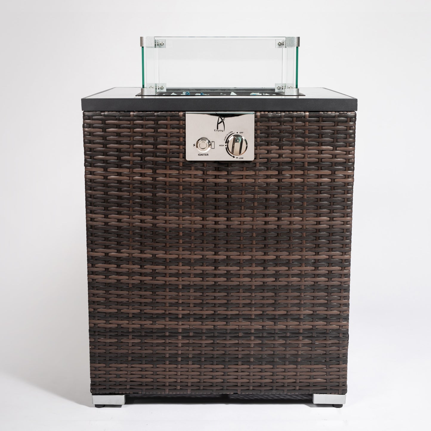 Bybafun 23.6-in W 50000 Maximum BTUs Wicker Square Liquid propane Fire pit