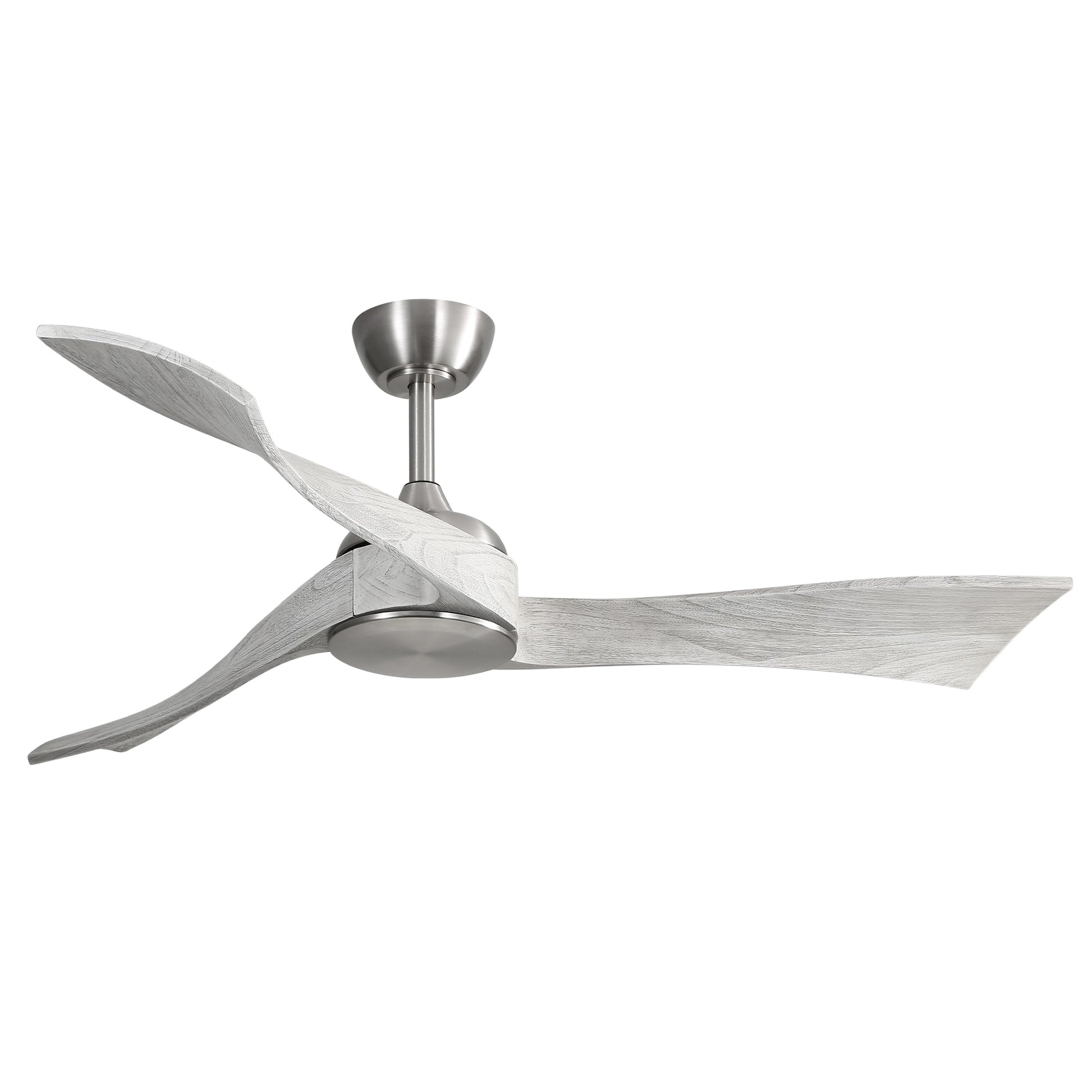 SINOFURN 52-in Brushed Nickel with Wood Blades Ceiling Fan Without Light 3 -Blade