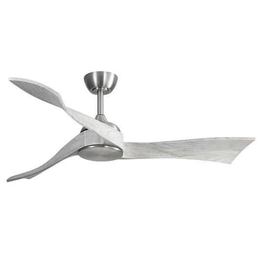 SINOFURN 52-in Brushed Nickel with Wood Blades Ceiling Fan Without Light 3 -Blade