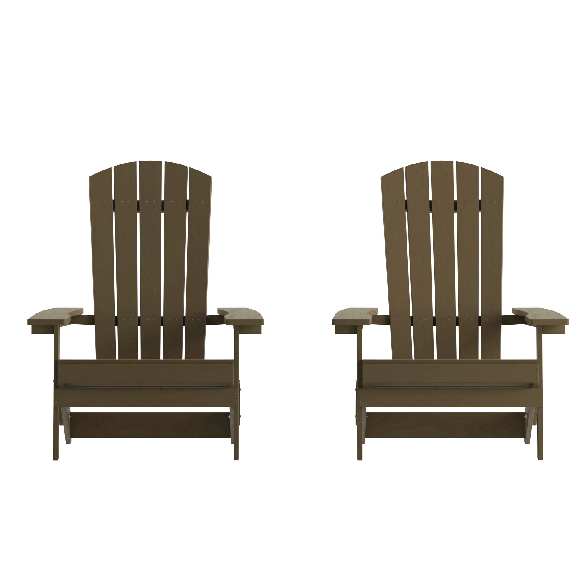 Flash Furniture Charlestown Folding Adirondack Chair - Mahogany - Poly Resin - Indoor/Outdoor - Weather Resistant - Set of 2