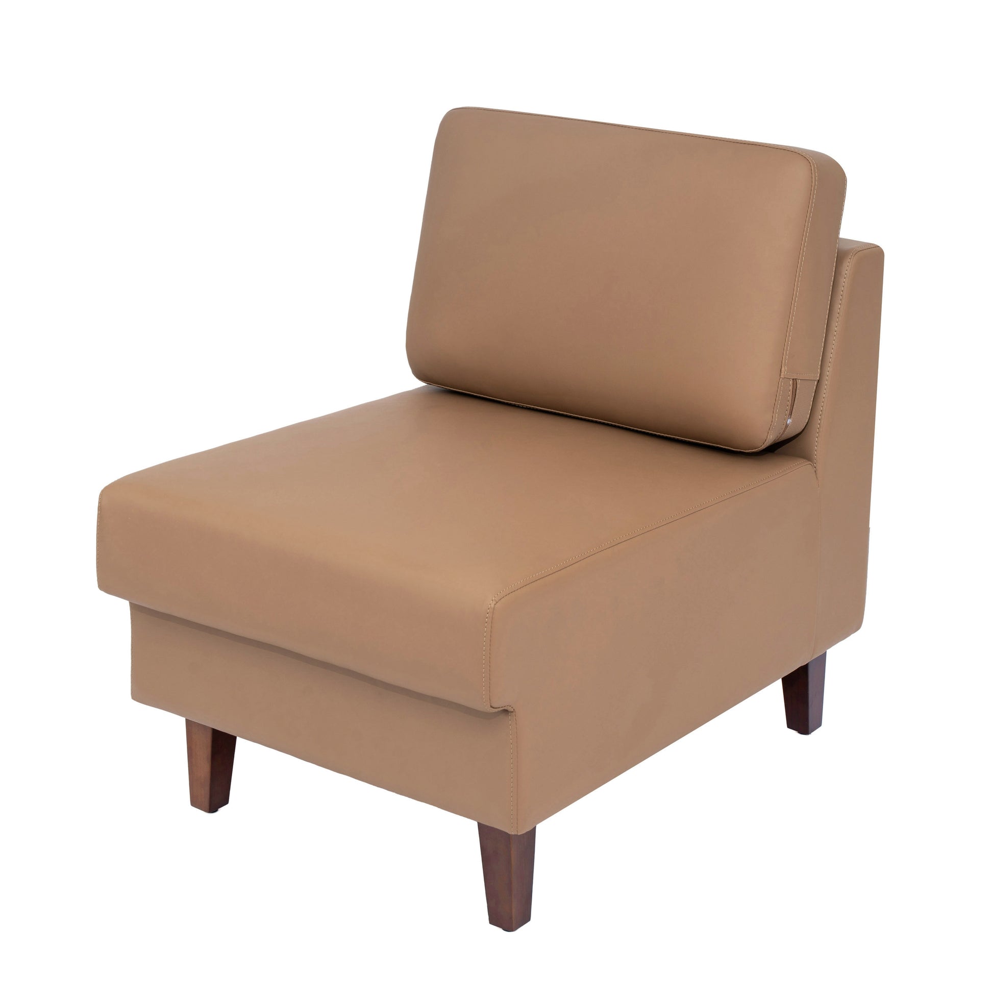 Flash Furniture HERCULES Artemis Cognac LeatherSoft Middle Reception Chair with Wooden Walnut Legs with Adjustable Floor Glides