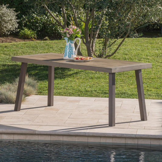 Christopher Knight Home Della Outdoor Grey Finished Acacia Wood Dining Table with Rustic Metal Legs