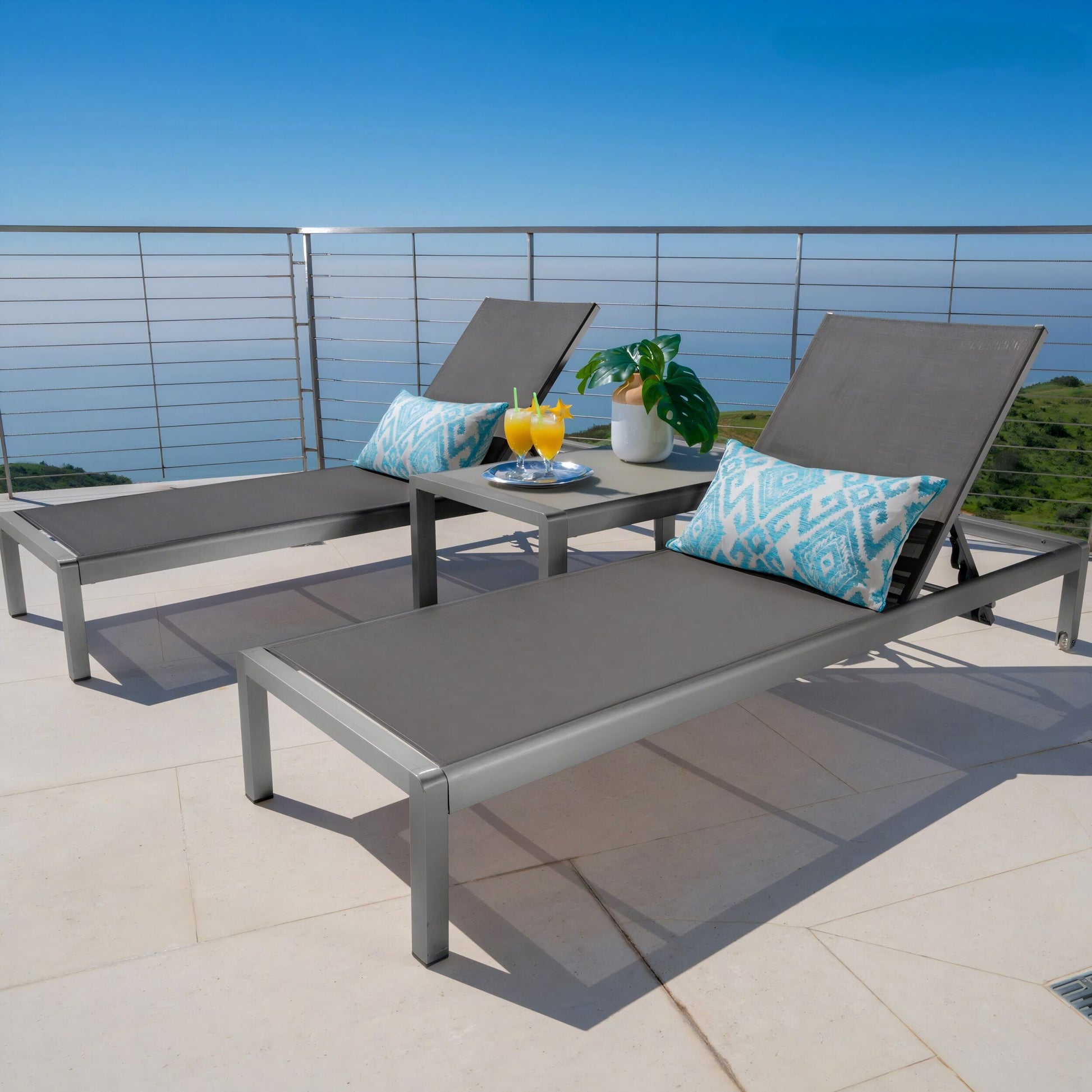 Christopher Knight Home Outdoor Gray Cape Coral Chaise Lounge ( Set Of 2 )